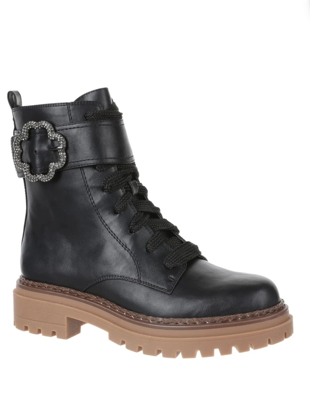 Sam & Libby Women's Combat Boots, Embellished, Black,